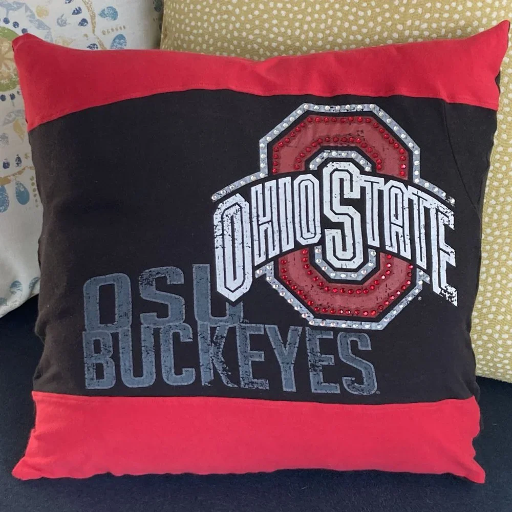 Ohio State University Buckeyes vintage upcycled t-shirt 16x16 throw pillow cover